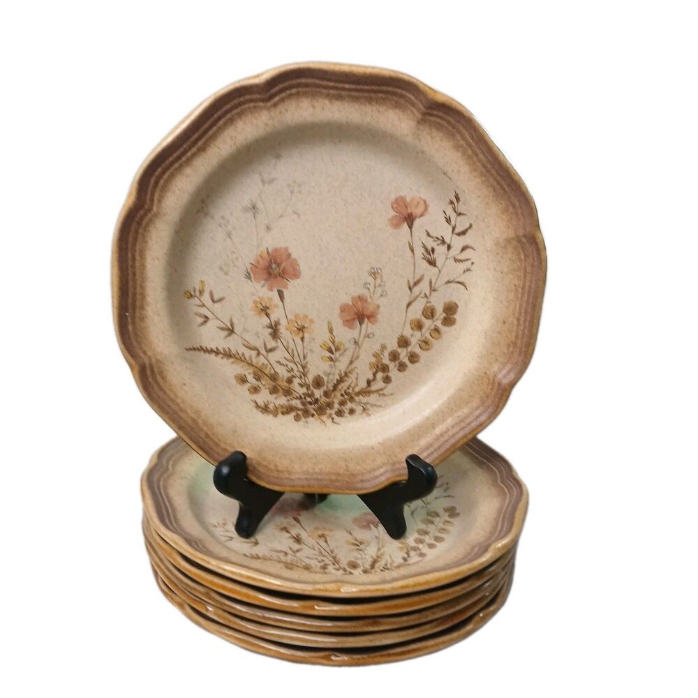 Mikasa Whole Wheat Jardiniere 6 Salad Plates Vintage 1980s Made in Japan